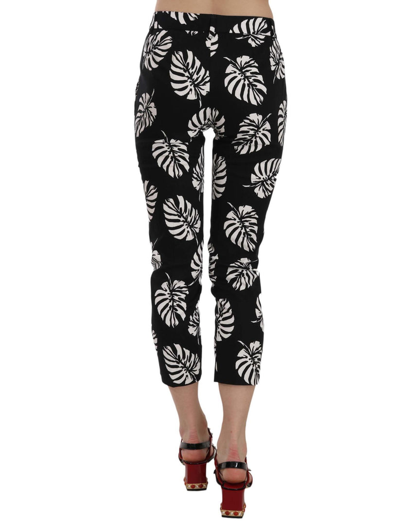 Gorgeous Dolce & Gabbana Black Palm Leaf Print Skinny Capri Pants 38 IT Women