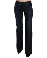 Mid Waist Straight Denim Pants with Logo Details W26 US Women