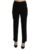 Black High Waist Straight Pants 44 IT Women