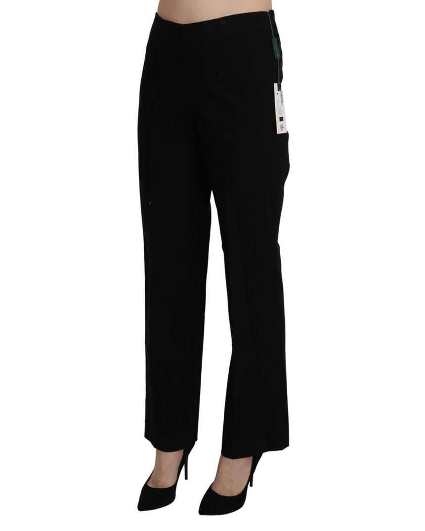 Black High Waist Straight Pants 44 IT Women