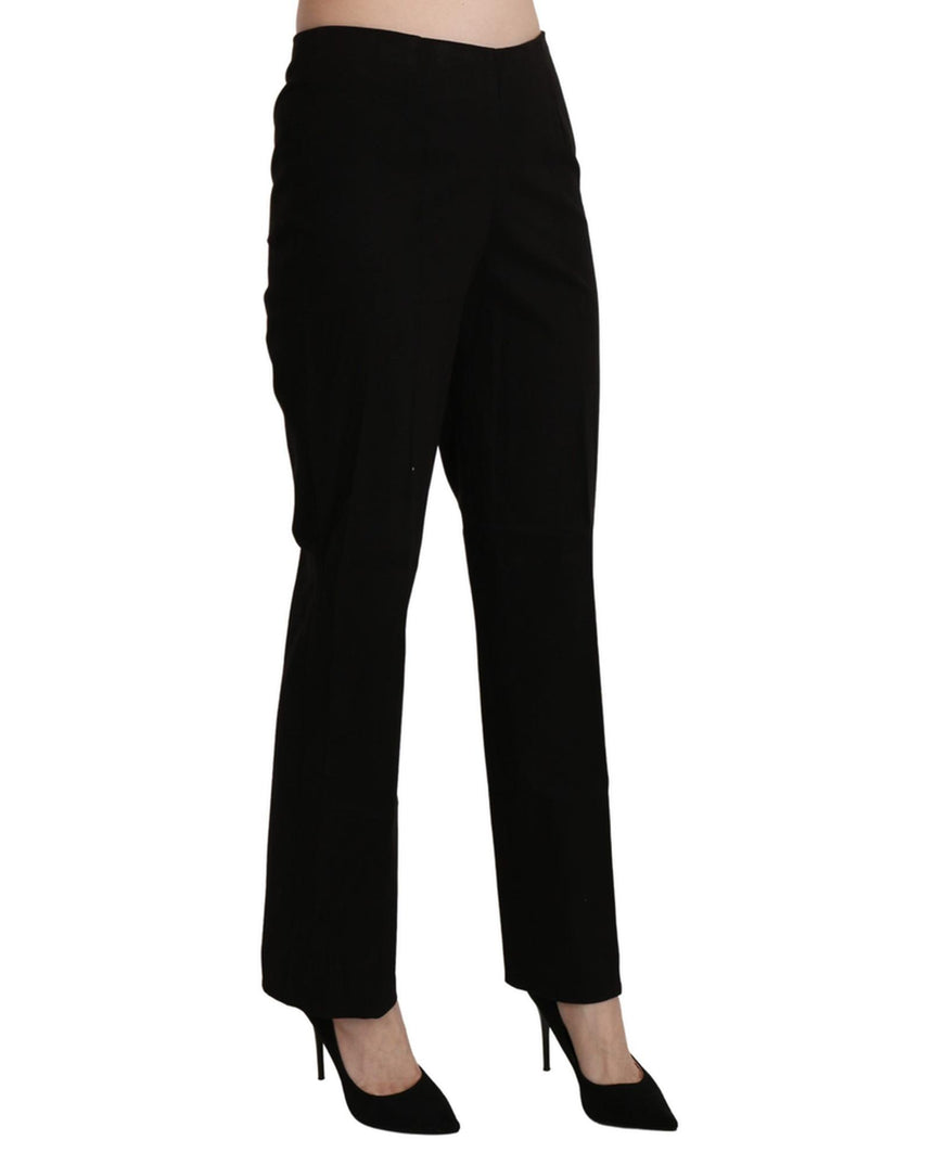 Black High Waist Straight Pants 46 IT Women