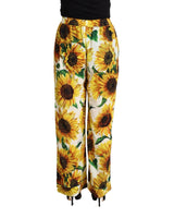 Mid-Waisted Wide Leg Pants with Sunflower Print 40 IT Women