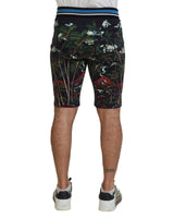 Black Volcano Print Knee Length Shorts by Dolce & Gabbana 44 IT Men