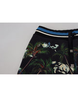 Black Volcano Print Knee Length Shorts by Dolce & Gabbana 44 IT Men