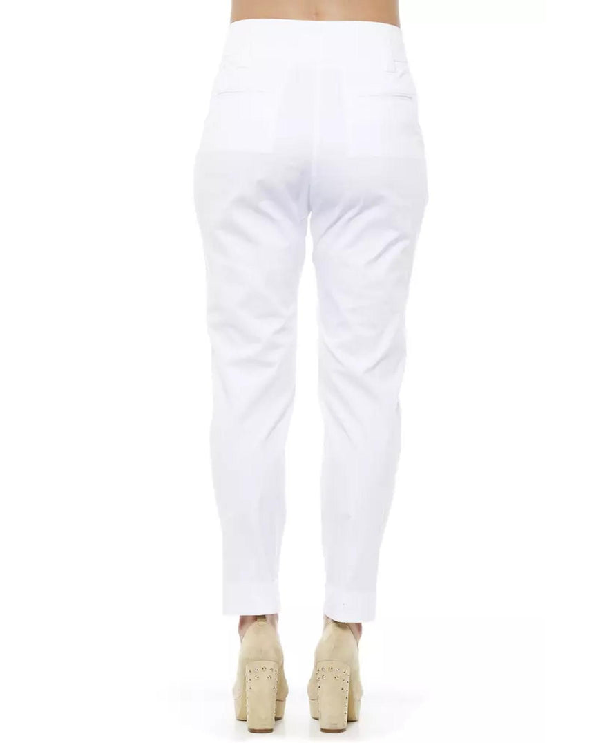 High Waist Trousers with Pockets and Turn-Up Ankles 42 IT Women