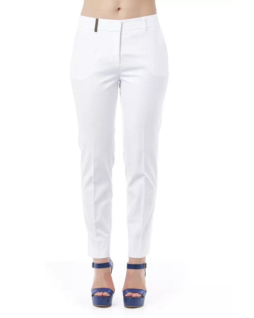 Regular Fit Stretch Pants with Shaped Front Pockets and Threaded Back Pockets 48 IT Women