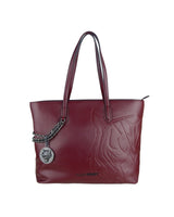 Burgundy Eco-Leather Shopping Bag with Chain Detail One Size Women