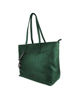 Dark Green Eco-Leather Shopping Bag with Removable Shoulder Strap One Size Women