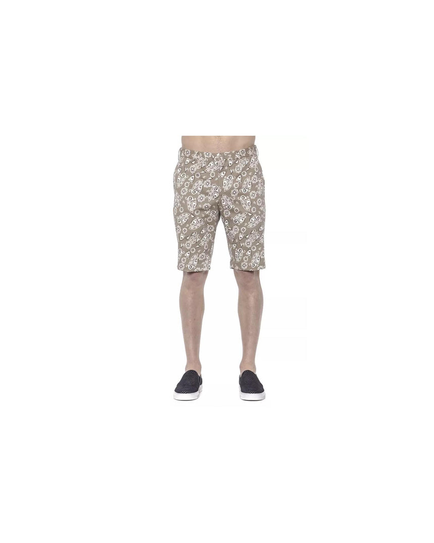 Patterned Mens Bermuda Shorts with Hook and Zip Closure W52 US Men