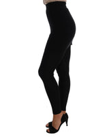 Black Cashmere Silk Stretch Tights Pants 36 IT Women