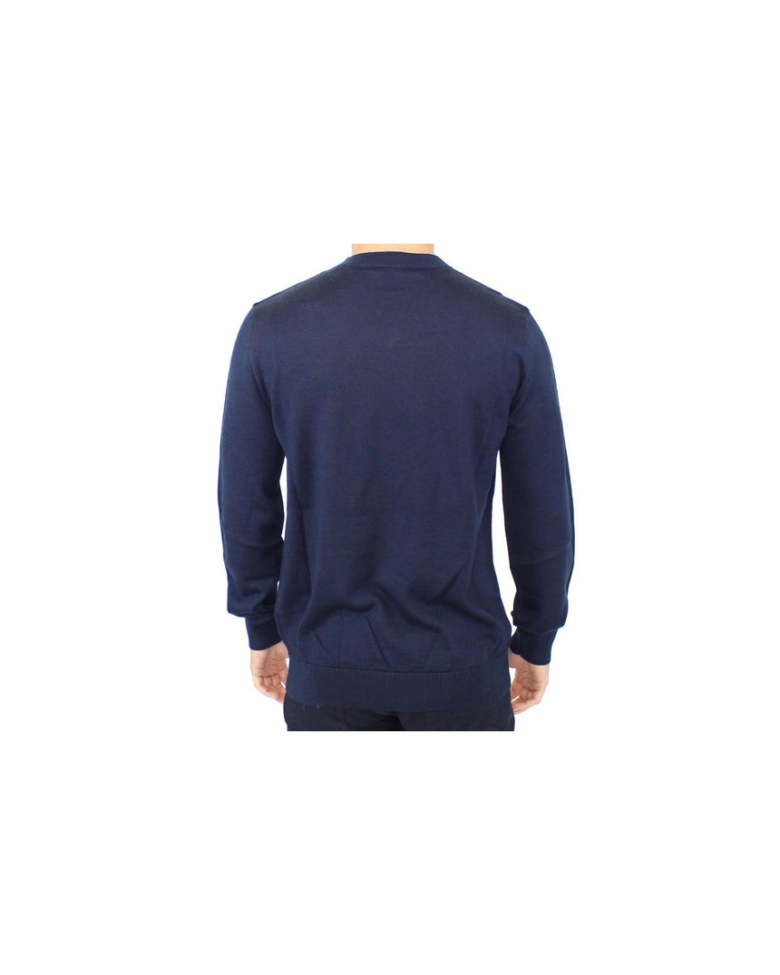 Blue V-Neck Wool Blend Pullover Sweater 48 IT Men