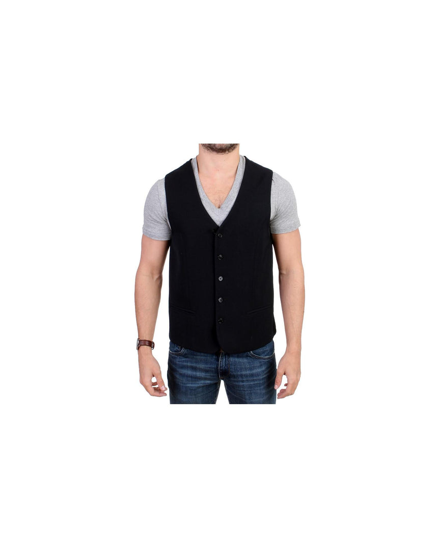 Casual Vest in Black Wool Blend by Costume National CNC 48 IT Men