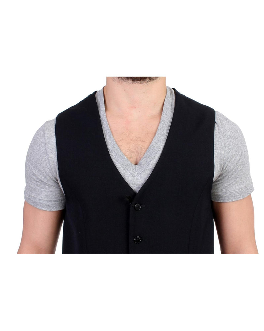 Casual Vest in Black Wool Blend by Costume National CNC 48 IT Men