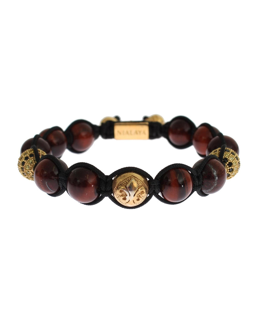 NIALAYA Red and Gold Multicolor CZ Bracelet M Women