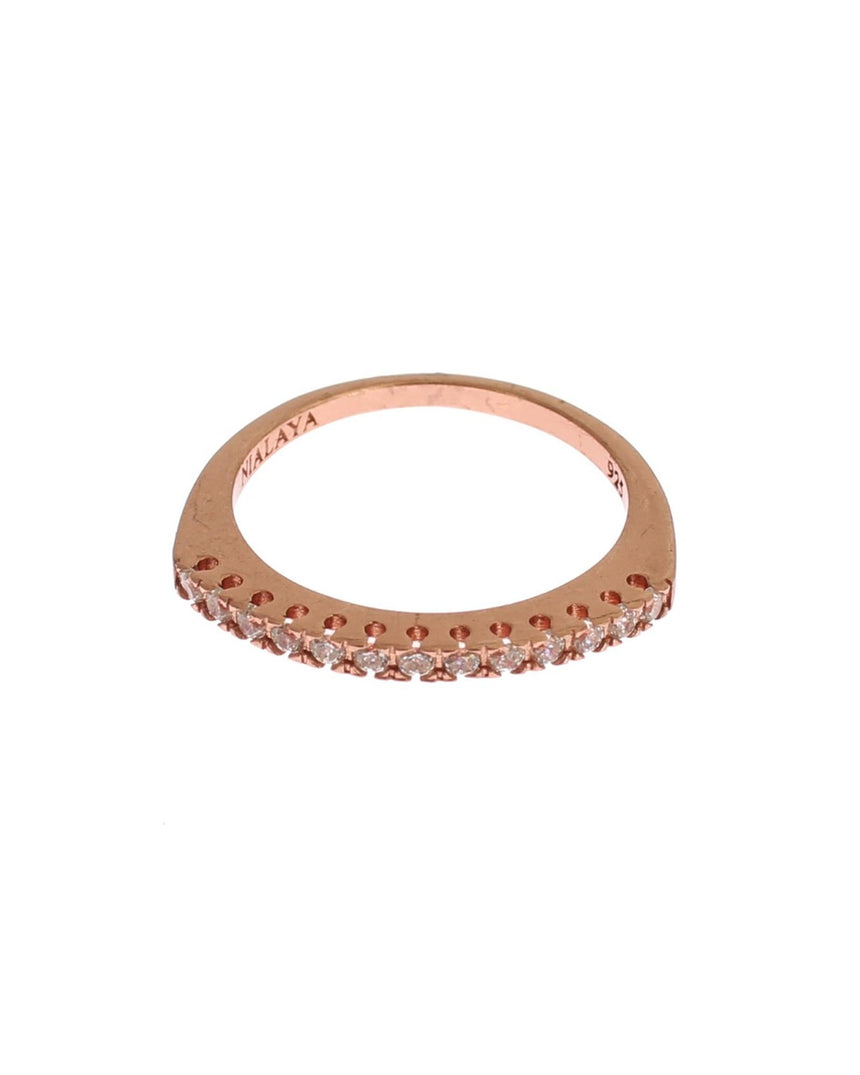 NIALAYA 18K Gold Plated Ring with Clear CZ Crystals 44 EU Women