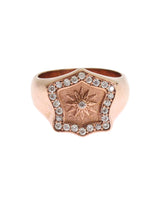 NIALAYA Pink Gold Plated Ring with Clear CZ Crystals 44 EU Women