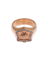 NIALAYA Pink Gold Plated Ring with Clear CZ Crystals 44 EU Women