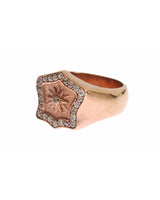 NIALAYA Pink Gold Plated Ring with Clear CZ Crystals 44 EU Women