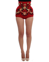 Embroidered Crystal High Waist Mini Shorts 40 IT Women