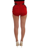 Embroidered Crystal High Waist Mini Shorts 40 IT Women