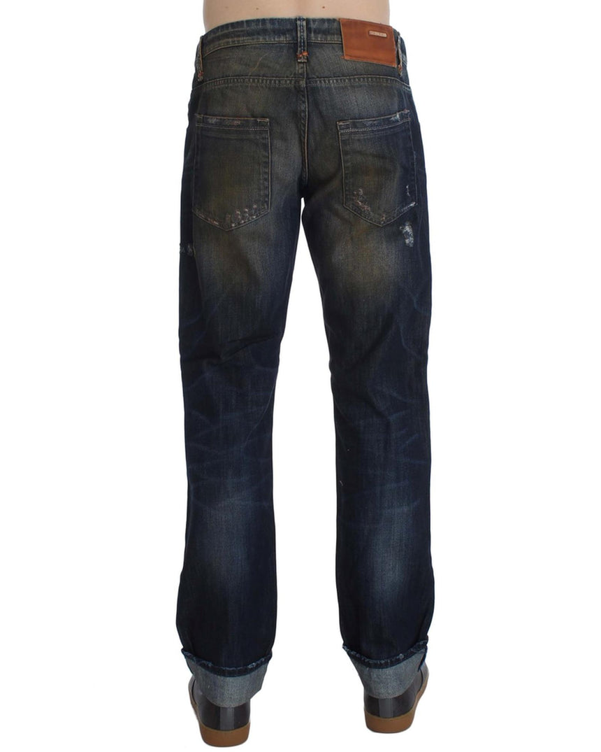 ACHT Mens Jeans - Regular Straight Fit Blue Wash W34 US Men