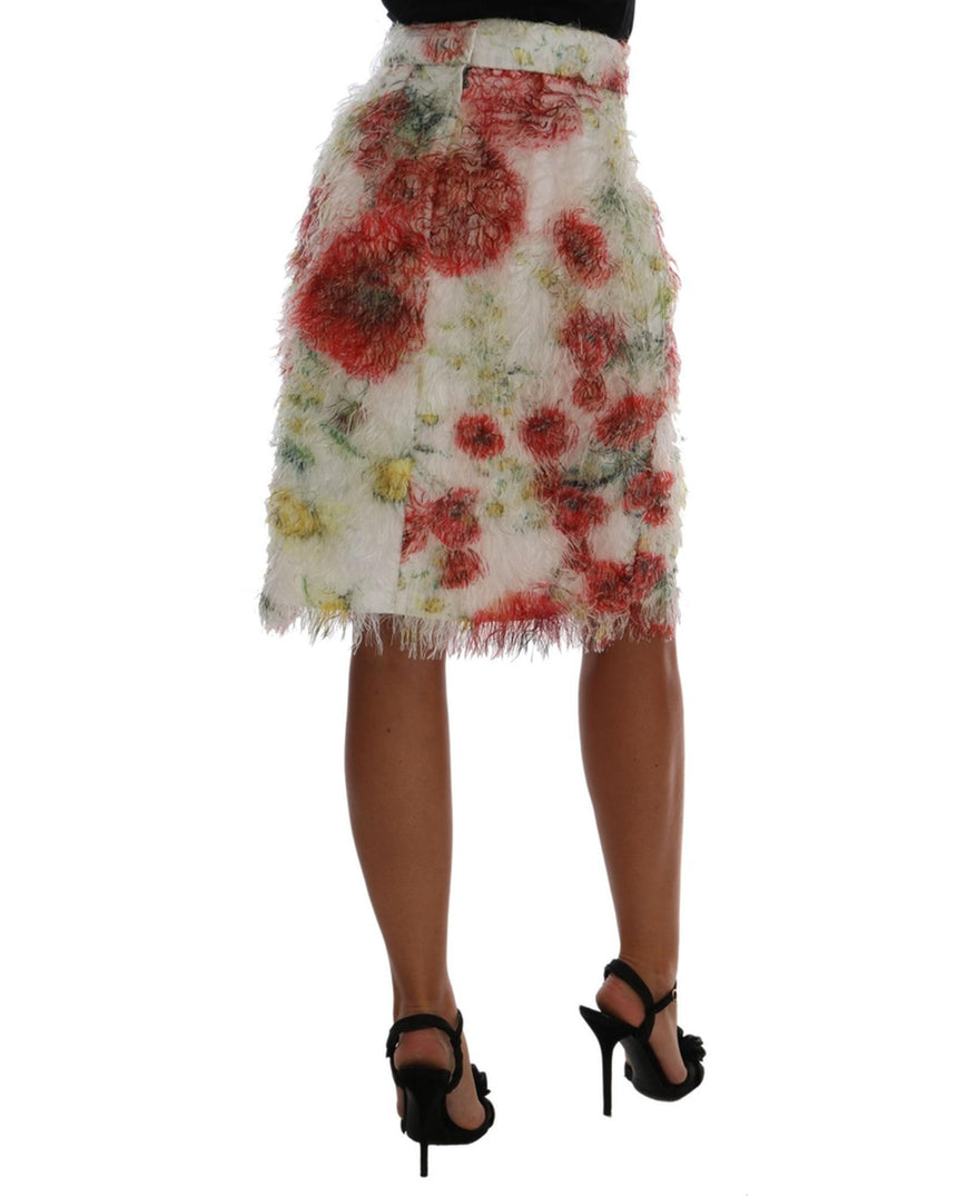 Floral Pencil Skirt with High Waist and Silk Stretch Lining 38 IT Women