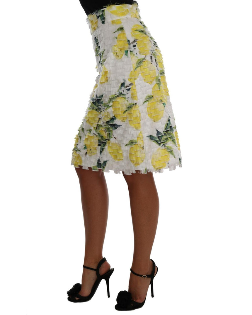 Lemon Printed Fringe Pencil Skirt 40 IT Women