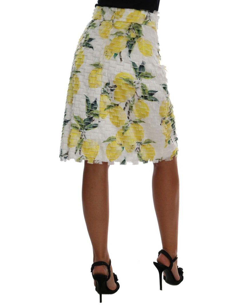 Lemon Printed Fringe Pencil Skirt 40 IT Women