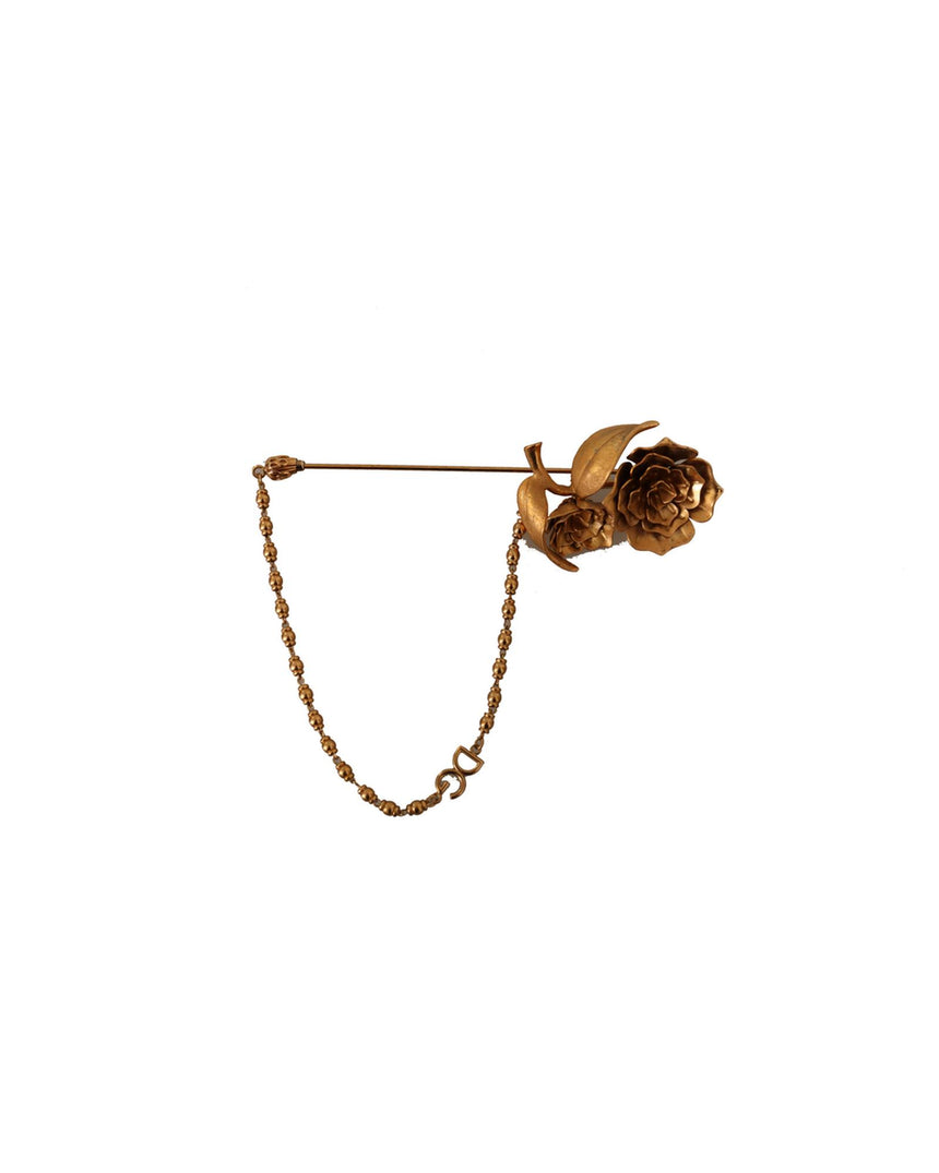 Dolce & Gabbana Gold Tone Brass Brooch Pin One Size Women