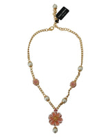 Dolce & Gabbana Gold Crystal Statement Charm Necklace One Size Women