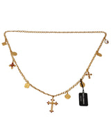 Gold Tone Brass Chain with Cross Pendant One Size Women