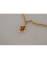 Gold Tone Brass Chain with Cross Pendant One Size Women