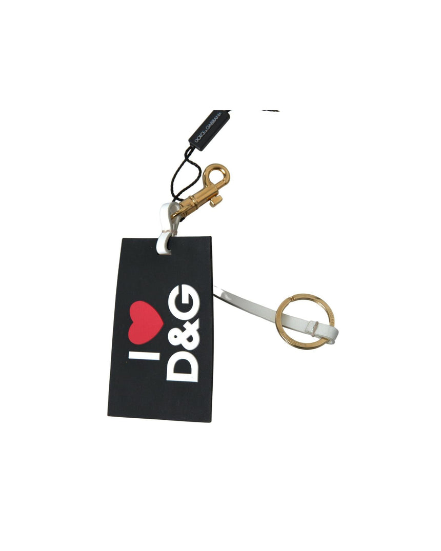 Dolce & Gabbana Women's Black Silicone DG Logo Gold Brass Keychain - One Size