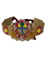 Floral Crystal Embellished Wide Waist Belt 42 IT Women