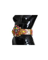 Floral Crystal Embellished Wide Waist Belt 42 IT Women