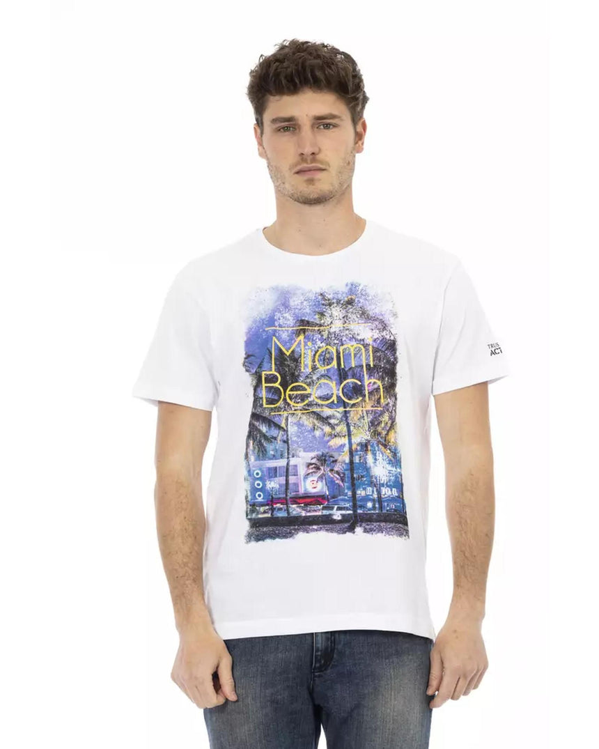 Front Print Short Sleeve T-shirt with Round Neck L Men