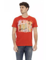 Front Print Short Sleeve T-shirt with Round Neck L Men