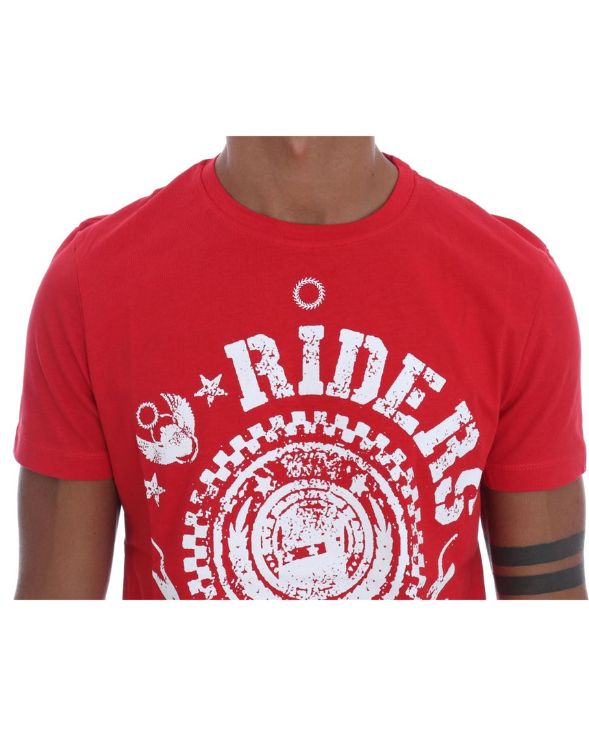 Frankie Morello Crewneck Short Sleeve T-Shirt with Riders Print S Men