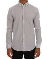 Frankie Morello Casual Shirt with Blue Stripes M Men