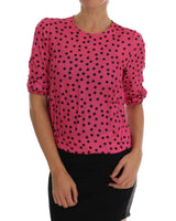 Enchanted Sicily Silk Blouse with Polka Dots 36 IT Women