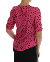 Enchanted Sicily Silk Blouse with Polka Dots 36 IT Women