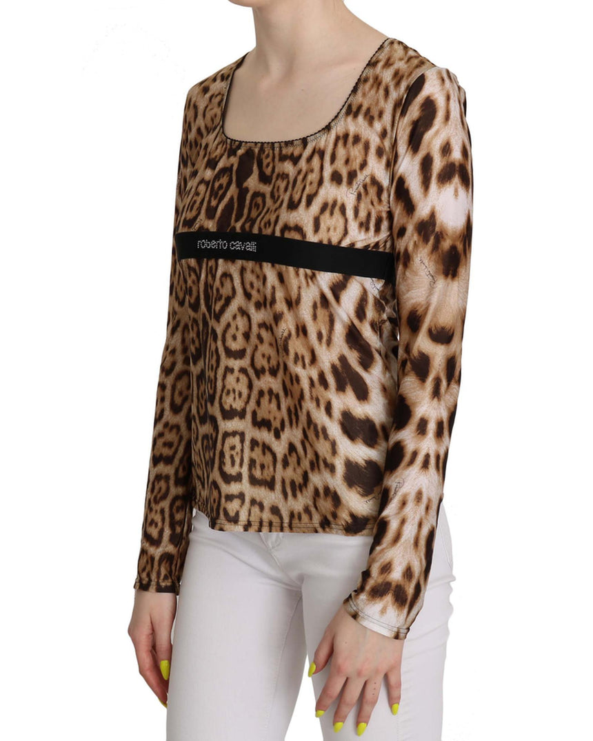 Roberto Cavalli Long Sleeve Round Neck Leopard Top 50 IT Women