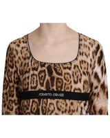 Roberto Cavalli Long Sleeve Round Neck Leopard Top 50 IT Women