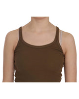 Brown Round Neck Sleeveless Spaghetti Strap Top Blouse 42 IT Women