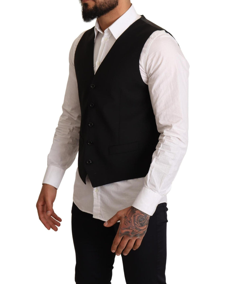 Dolce & Gabbana Black Dress Vest with Logo Details 50 IT Men