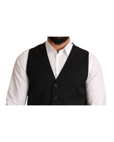 Dolce & Gabbana Black Dress Vest with Logo Details 50 IT Men