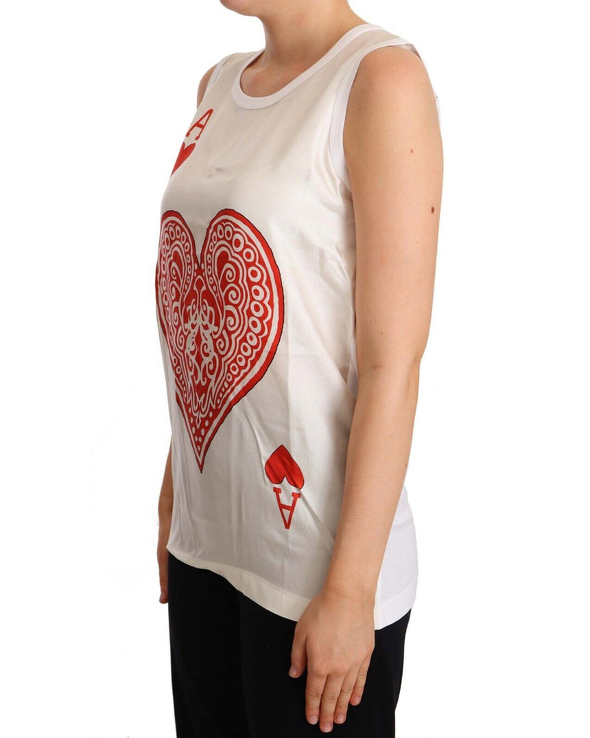 Dolce & Gabbana Sleeveless Ace of Hearts Tank Top 36 IT Women