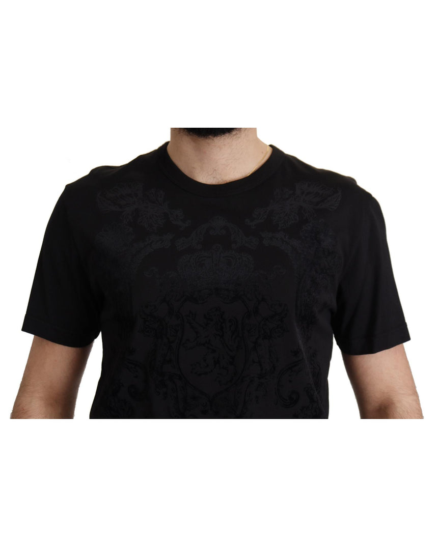 Authentic Dolce & Gabbana Black Baroque Motive T-shirt 48 IT Men