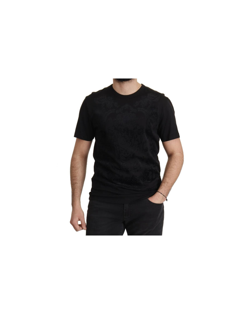 Authentic Dolce & Gabbana Black Baroque Motive T-shirt 48 IT Men