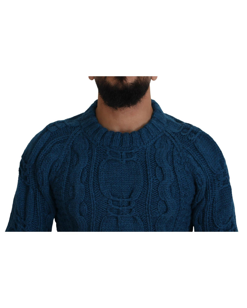 Blue Crewneck Pullover Sweater with Logo Details 46 IT Men